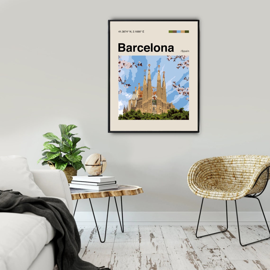 Barcelona Poster Minimalist Helvetica Mid Century Modern Barcelona Travel Print Barcelona Wall Art Barcelona Spain Art House Art - Image 2