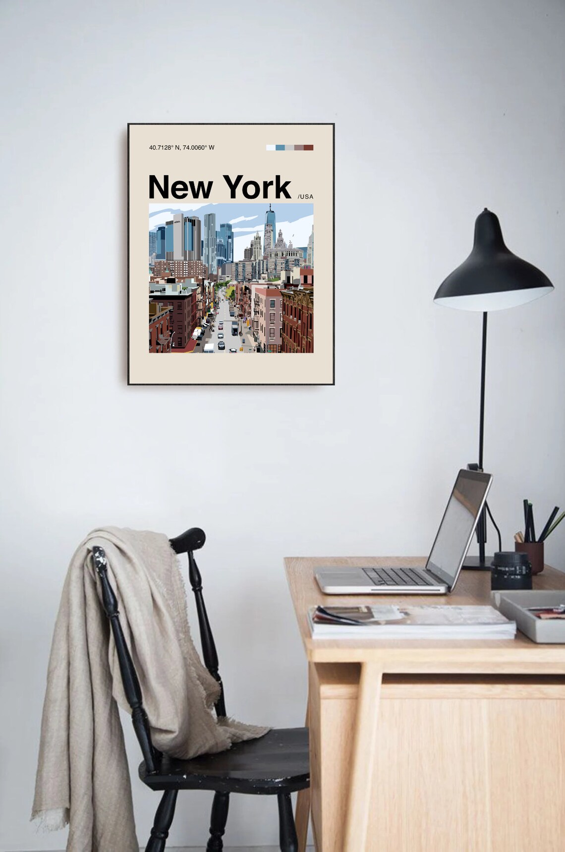 New York Minimalist Mid-Century Travel Poster - Image 3