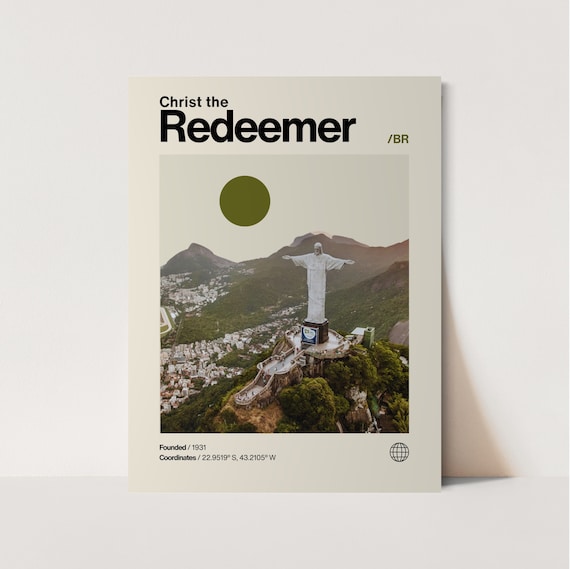 Christ the Redeemer Rio Minimalist Mid Century Modern Statue Poster