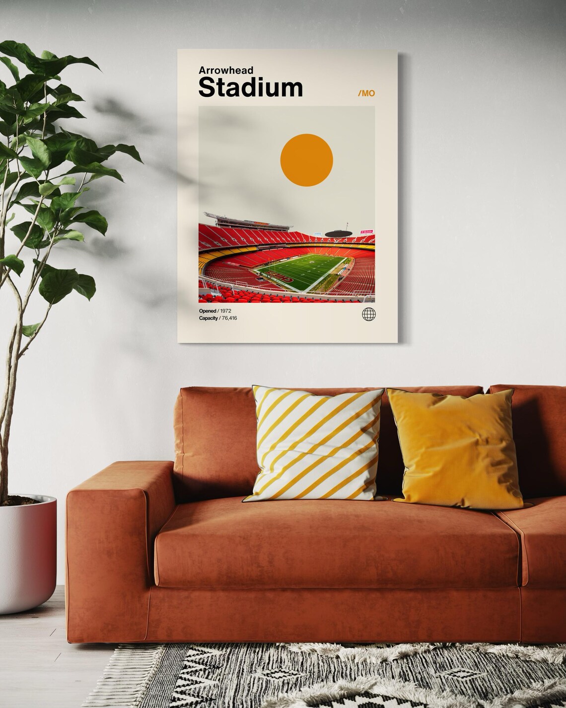 Arrowhead Stadium Poster, Minimalist Mid-Century Art Print - Image 2