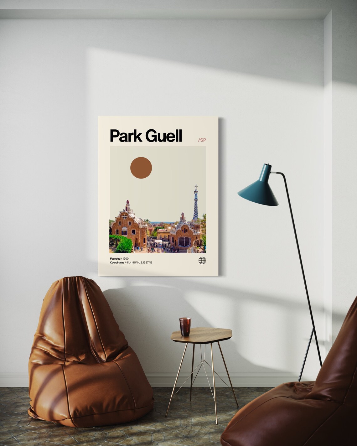 Park Guell Barcelona Gaudi Entrance Photo Scene Helvetica Poster - Image 2