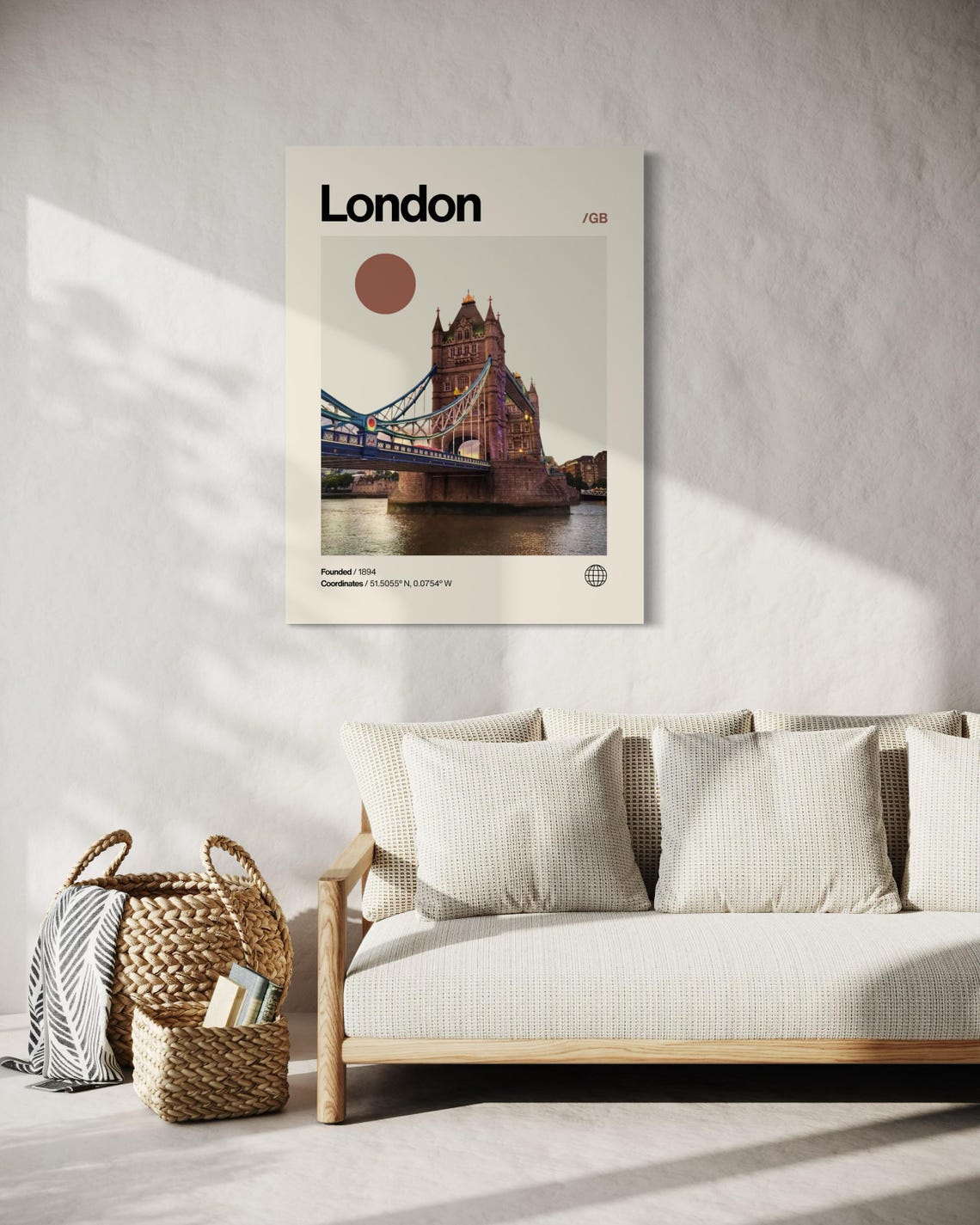 London Poster Minimalist Helvetica Mid Century Modern London Travel Print London Wall Art London England Print Tower Bridge Art - Image 2