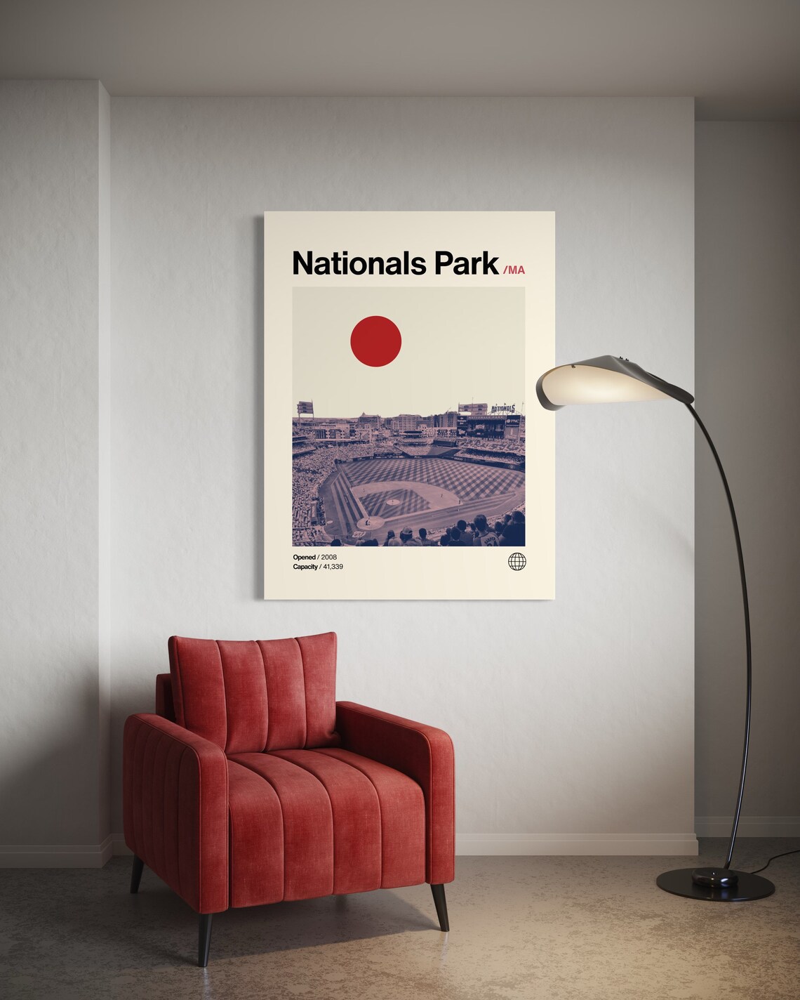 Nationals Park Washington Nationals Retro Duotone Minimalist Poster - Image 2