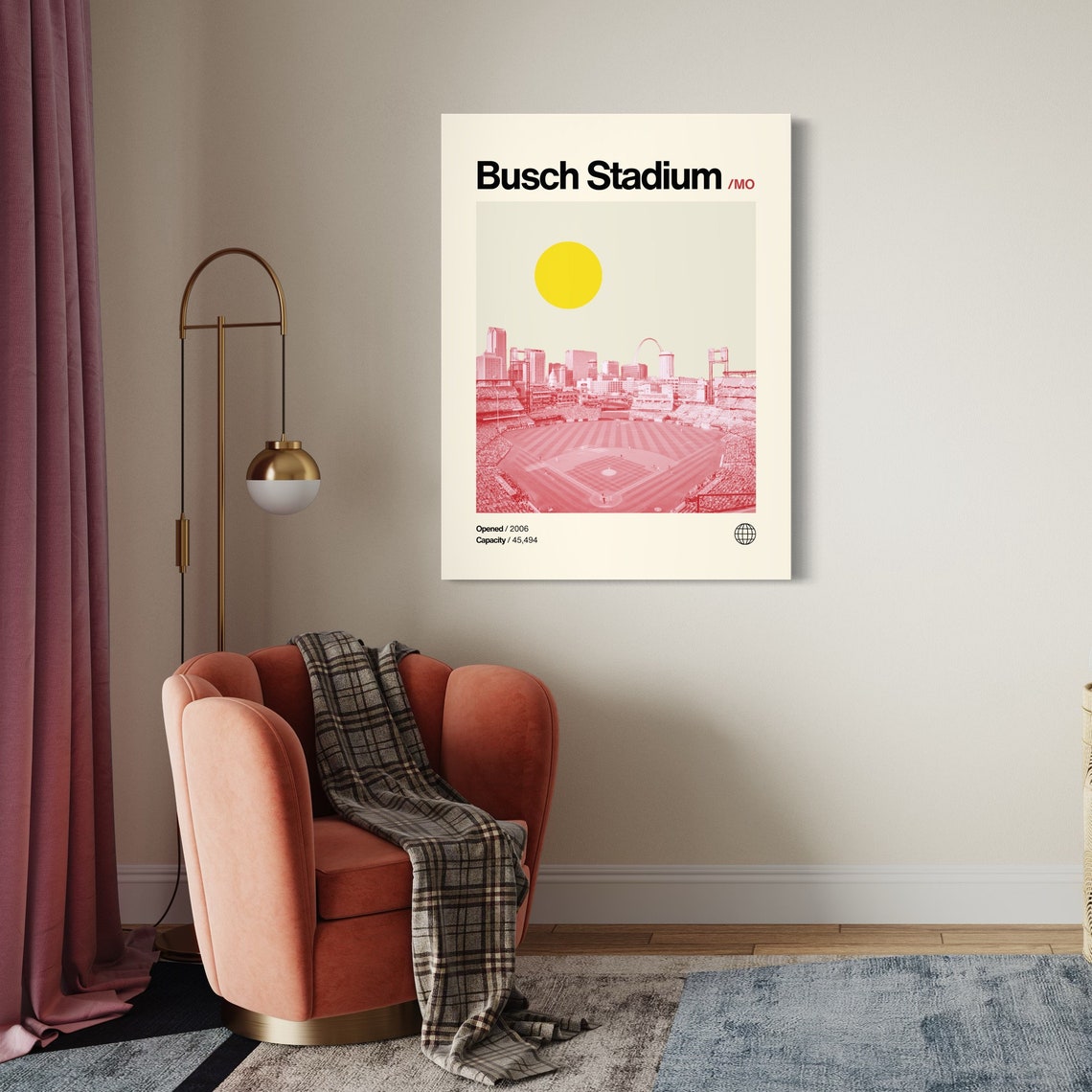 Busch Stadium St Louis Cardinals Gateway Arch Red Duotone Poster - Image 2