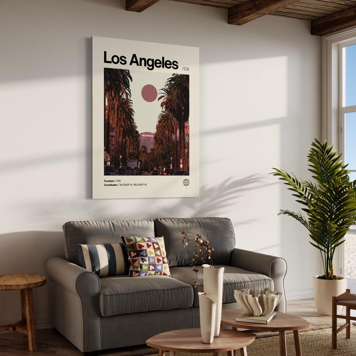 Los Angeles Poster Minimalist Helvetica Mid Century Modern Los Angeles Travel Print Los Angeles Wall Art Los Angeles Hollywood Print - Image 3