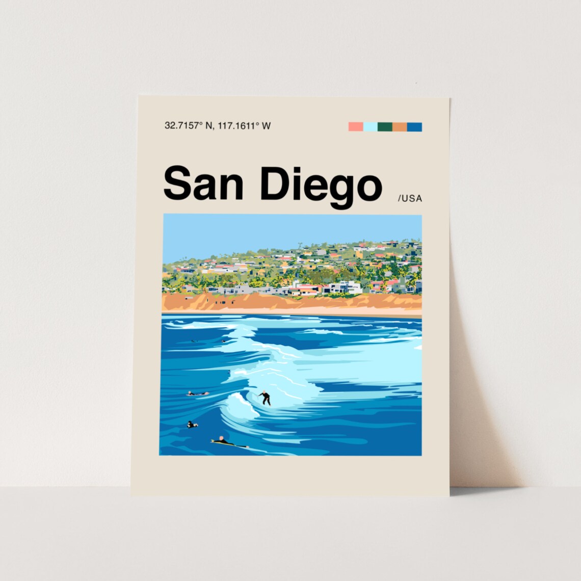 San Diego Minimalist Mid-Century Travel Poster