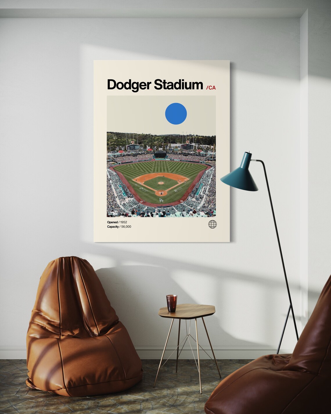 Dodger Stadium Minimalist Mid-Century Art Print - Image 2