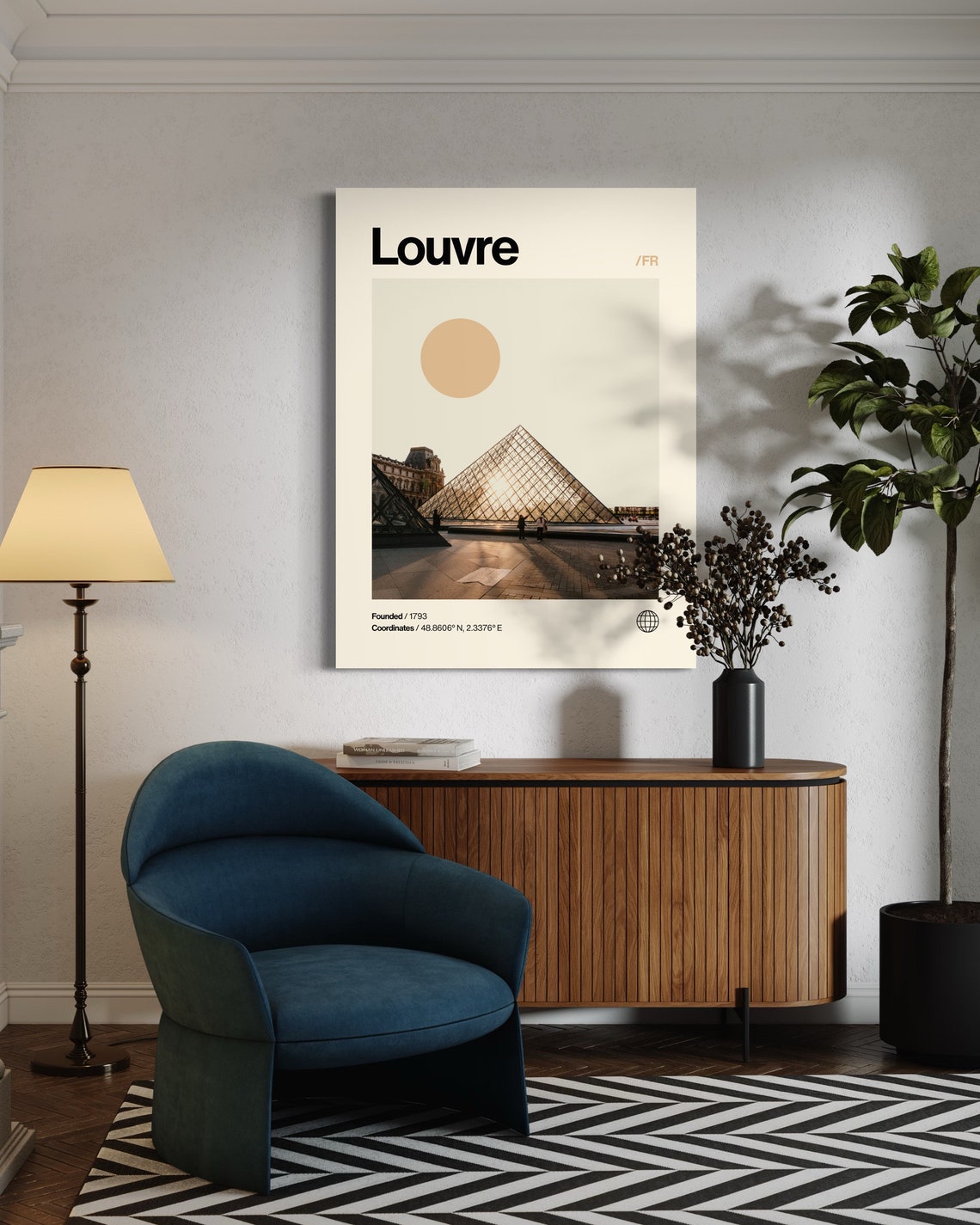 Louvre Poster Minimalist Helvetica Mid Century Modern Louvre Travel Print Louvre Wall Art Louvre France Art House Art Paris Art - Image 2