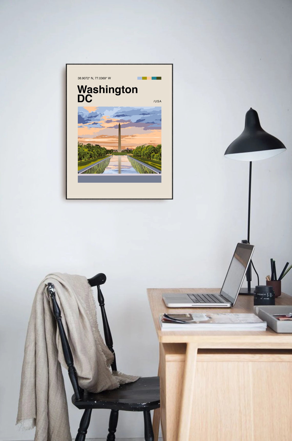 Washington DC Monument Reflecting Pool Minimalist Helvetica Poster - Image 3