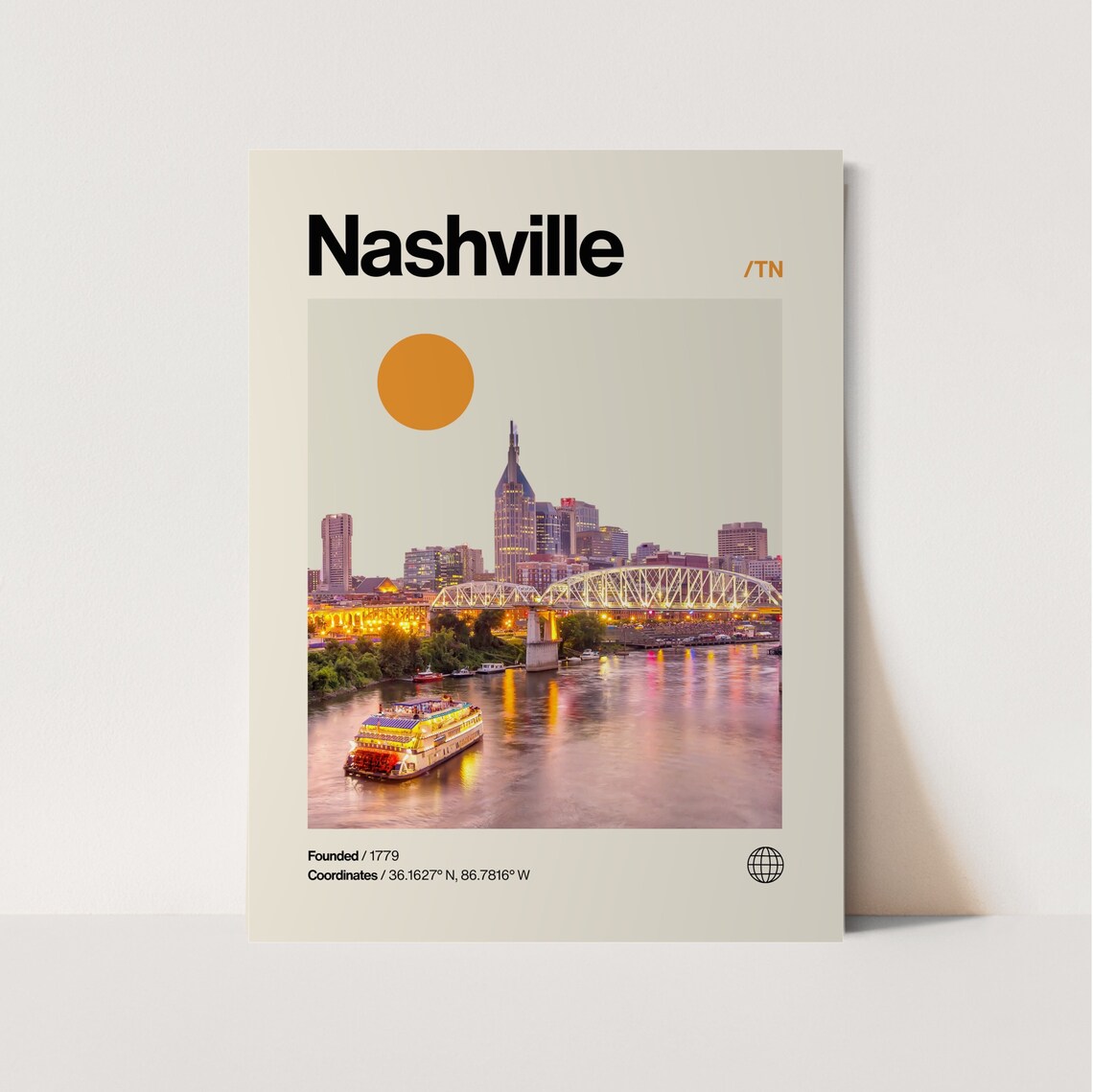 Nashville Minimalist Mid-Century Travel Poster Print