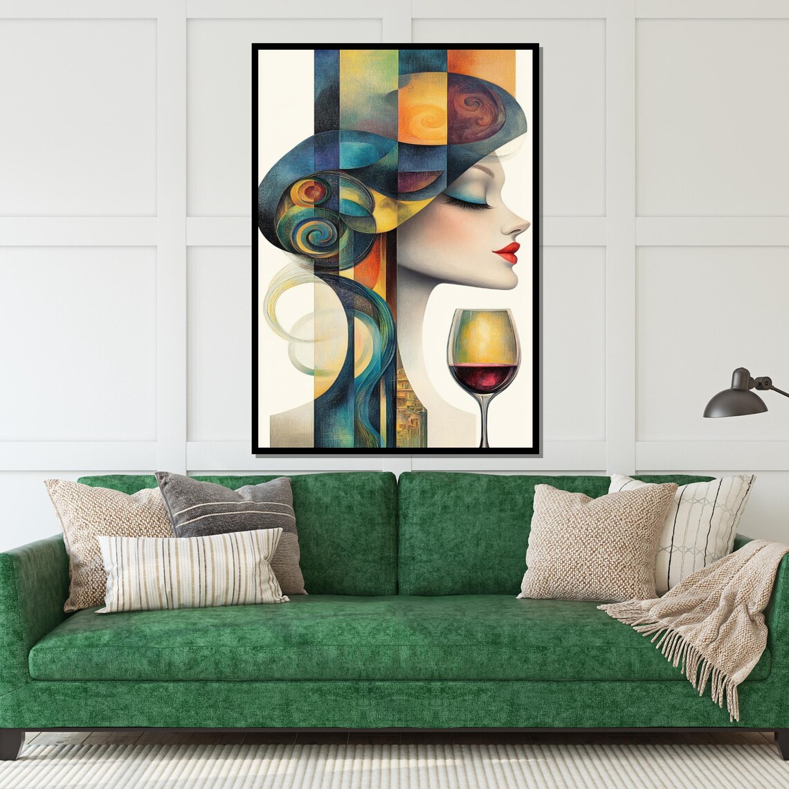 Abstract Colorful Woman With Wine Glass Cubist Portrait Style Poster - Image 4