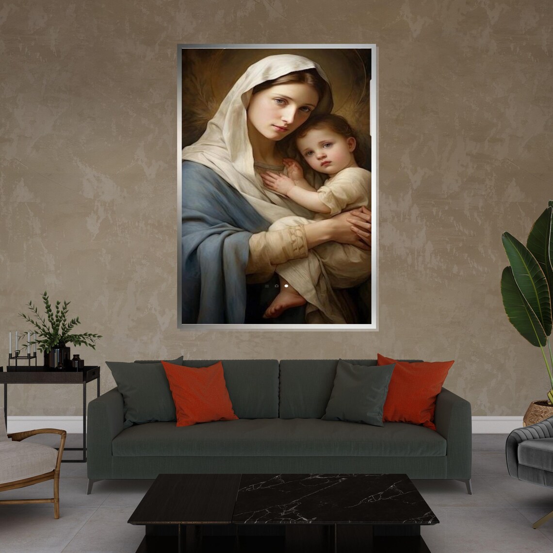 Madonna And Child Classic Portrait Painting Ready To Hang Wall Art - Image 4