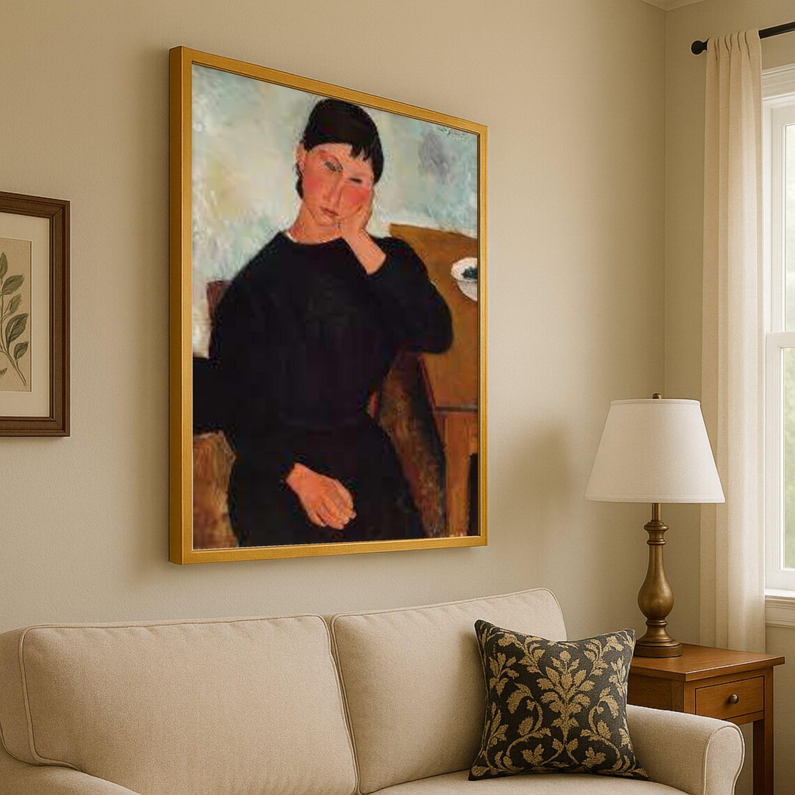 Modigliani Elvira Resting at Table Expressionist Portrait Canvas Poster