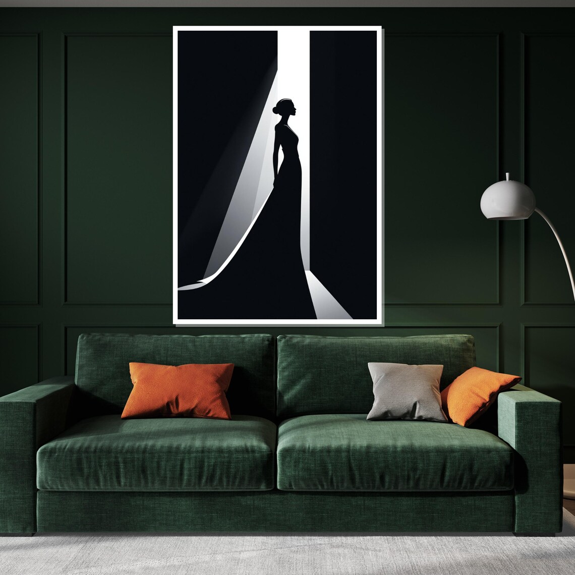 Graceful Silhouette Woman In Gown Standing In Doorway Of Light Poster - Image 2