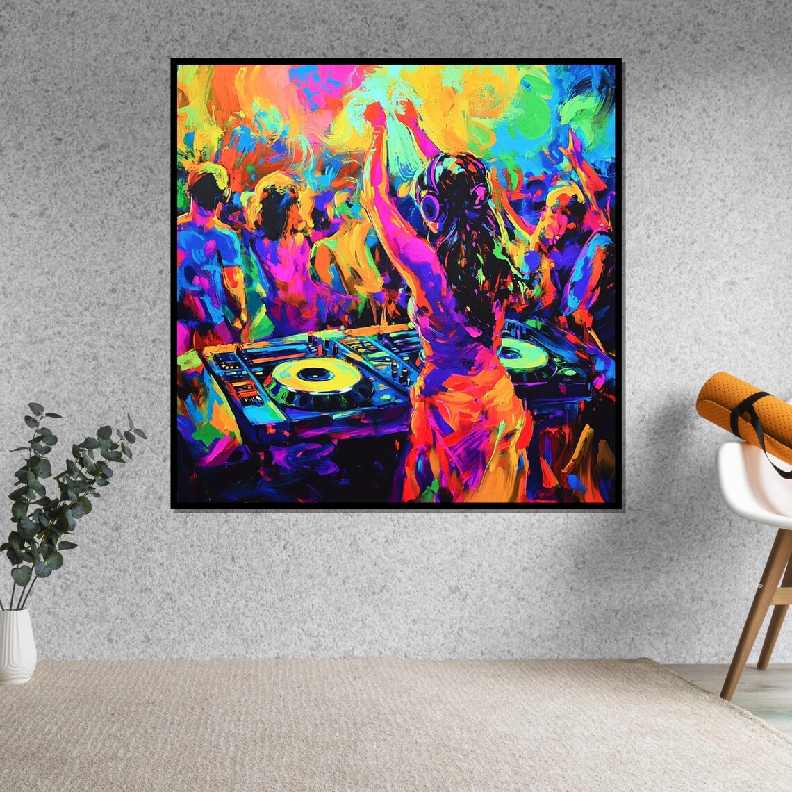 Vibrant Neon DJ Party Nightclub Music Festival Decorative Poster - Image 5