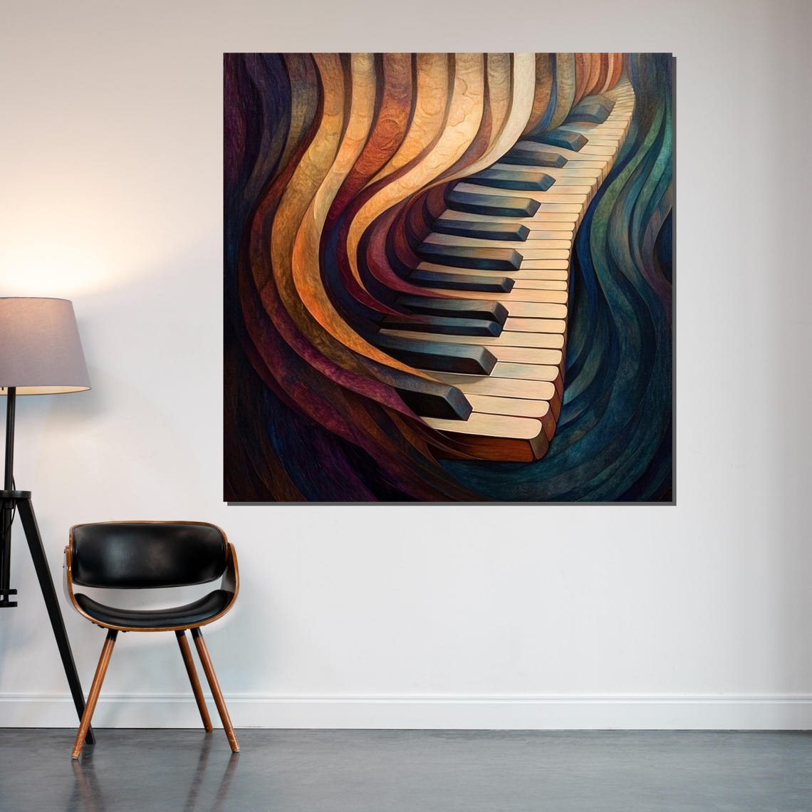 Melting Piano Keys Flowing Color Waves Surreal Music Art Poster - Image 2