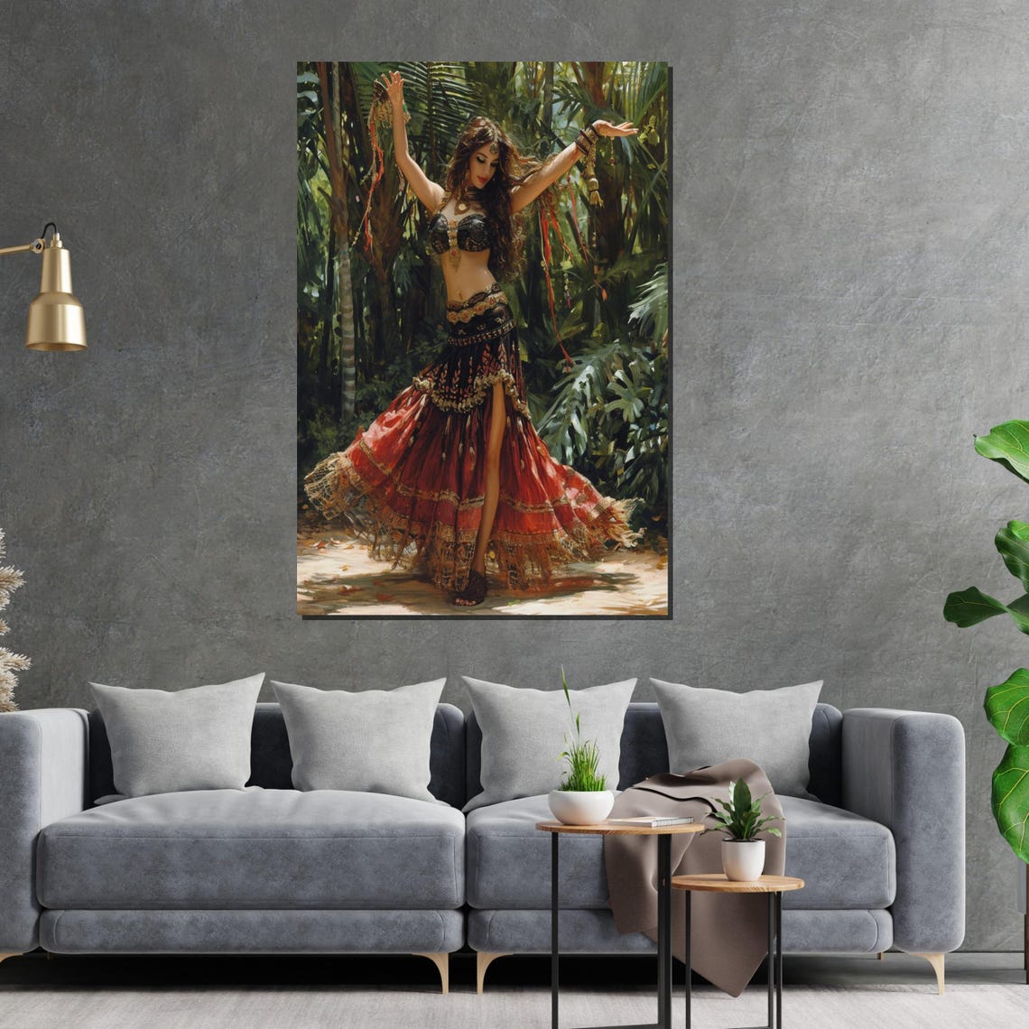 Bohemian Belly Dancer in Lush Jungle Exotic Dance Art Poster - Image 2