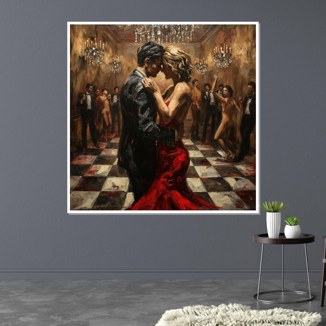 Passionate Tango Dance Couple Red Dress Romantic Ballroom Art Poster - Image 3