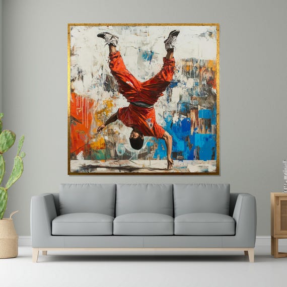 Breakdancer Urban Dance Art Colorful Street Art Hip Hop Wall Art Abstract Movement Painting Wall Art Design Ready To