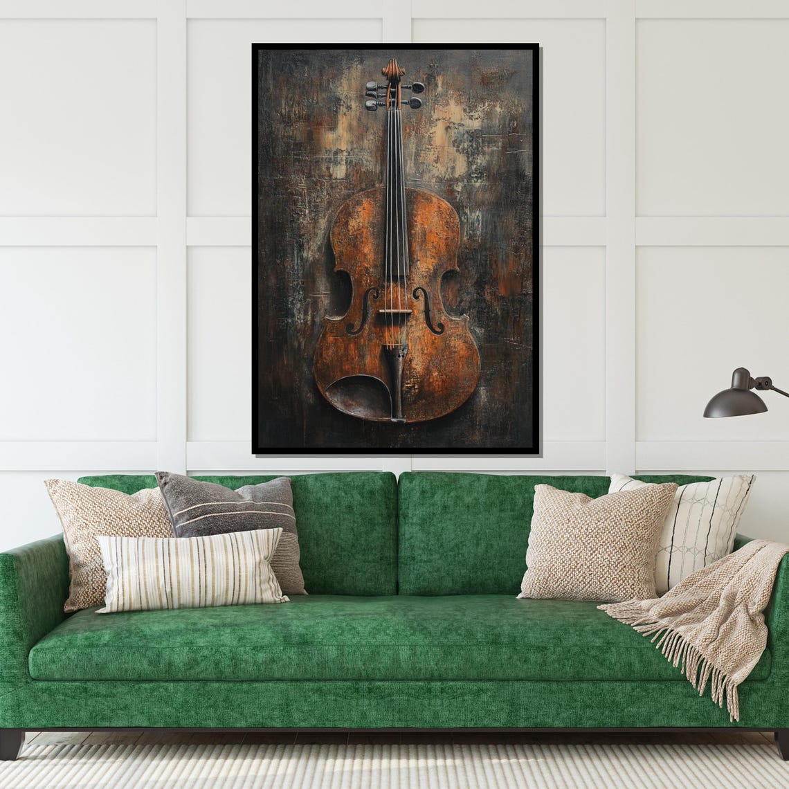 Rustic Old Violin on Dark Textured Background Vintage Music Poster - Image 5