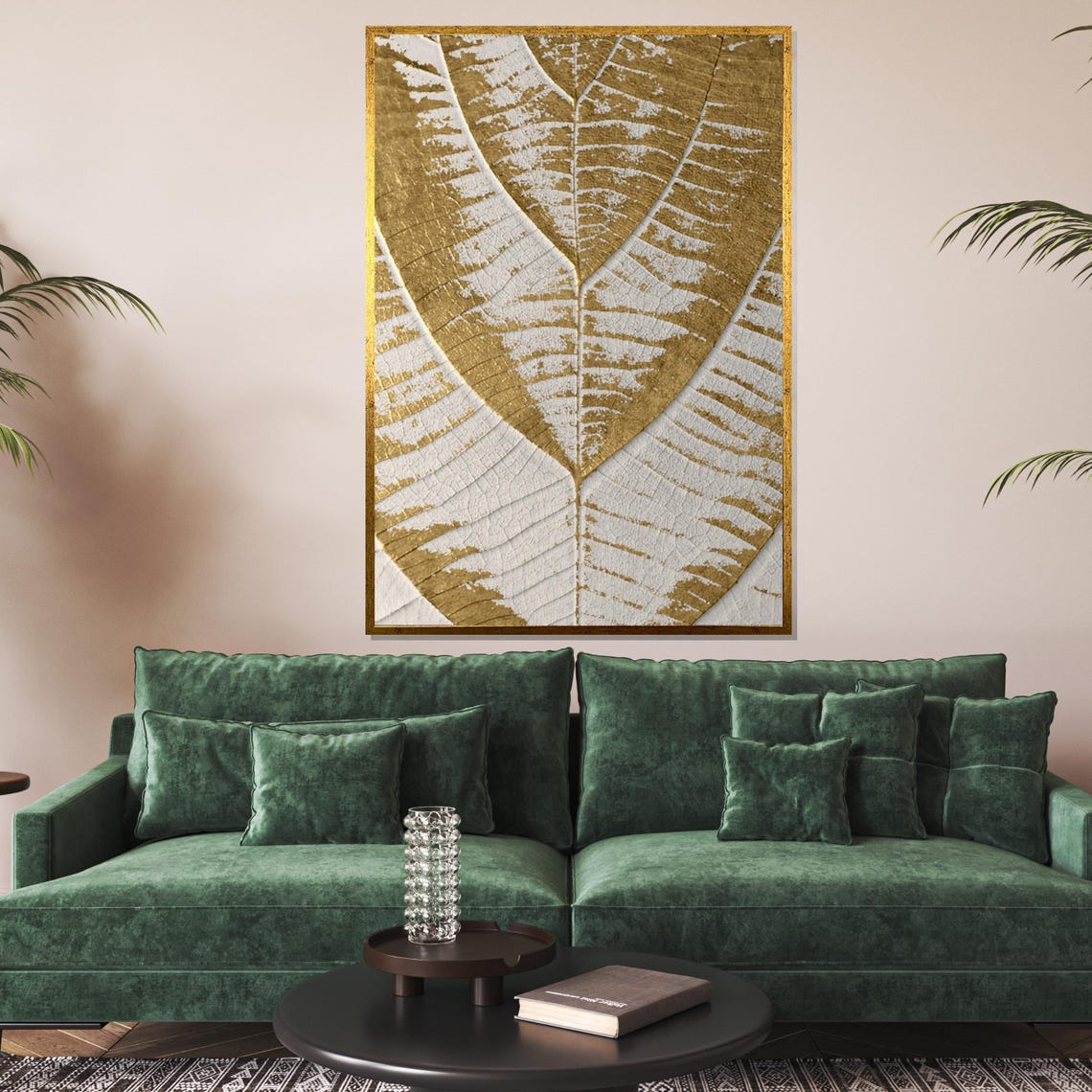 Gold Leaf Botanical Texture White Elegant Luxury Nature Poster