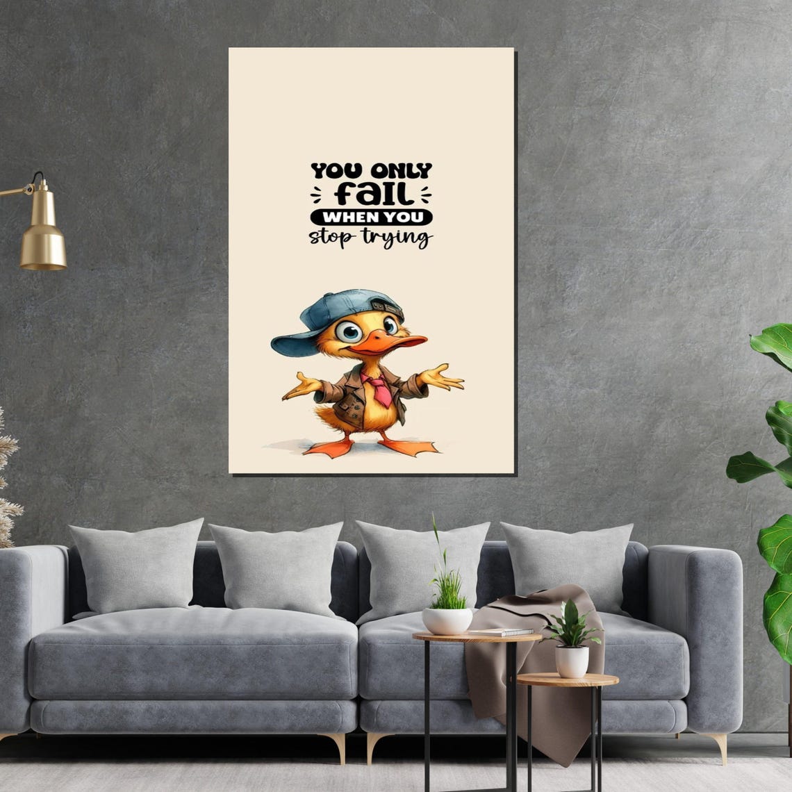 Motivational Duck Inspirational Quote Cute Duckling Art Wall Art Design Ready To Hang Decoration