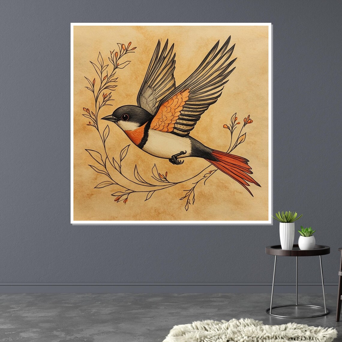 Vintage Bird Illustration On Parchment Classic Nature Art Print - Image 3