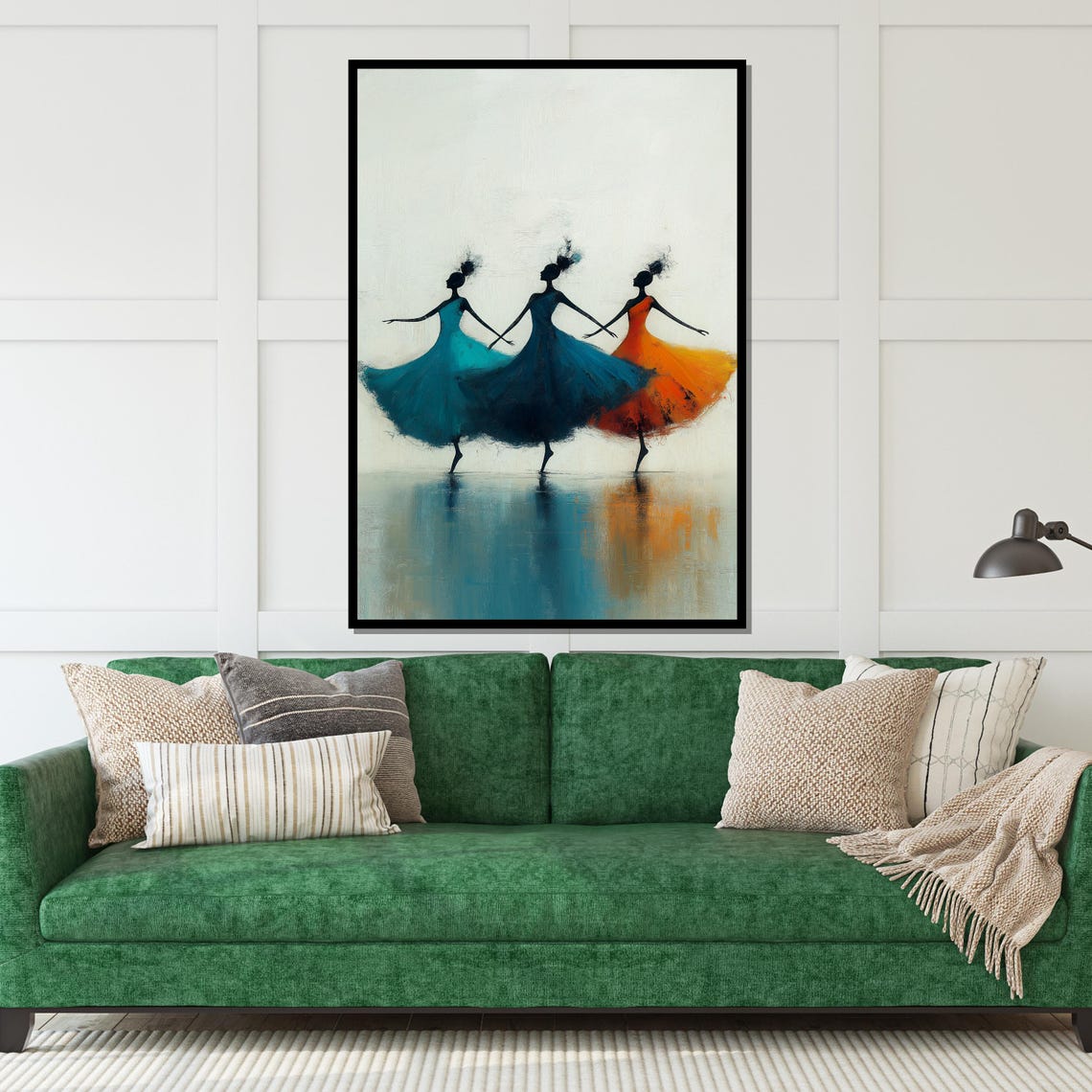 Ballet Dancer Trio Graceful Silhouette Teal Orange Dance Poster - Image 5