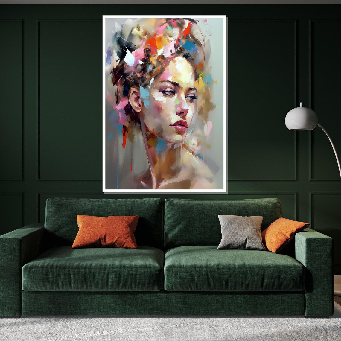 Colorful Abstract Woman Portrait Loose Brushstrokes Modern Art Poster - Image 3