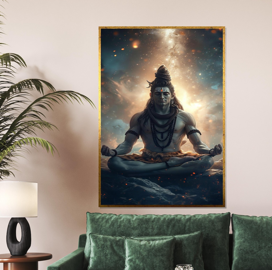 Lord Shiva Meditating Cosmic Galaxy Sky Divine Deity Art Poster