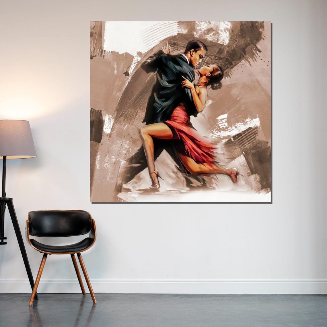 Passionate Tango Dancers Romantic Red Dress Dance Painting Poster - Image 2