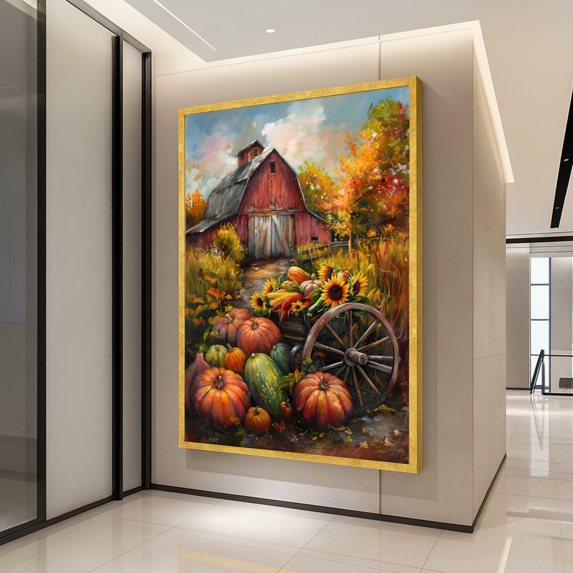 Rustic Barn Canvas Wall Art Autumn Decor Farmhouse Ready To Hang