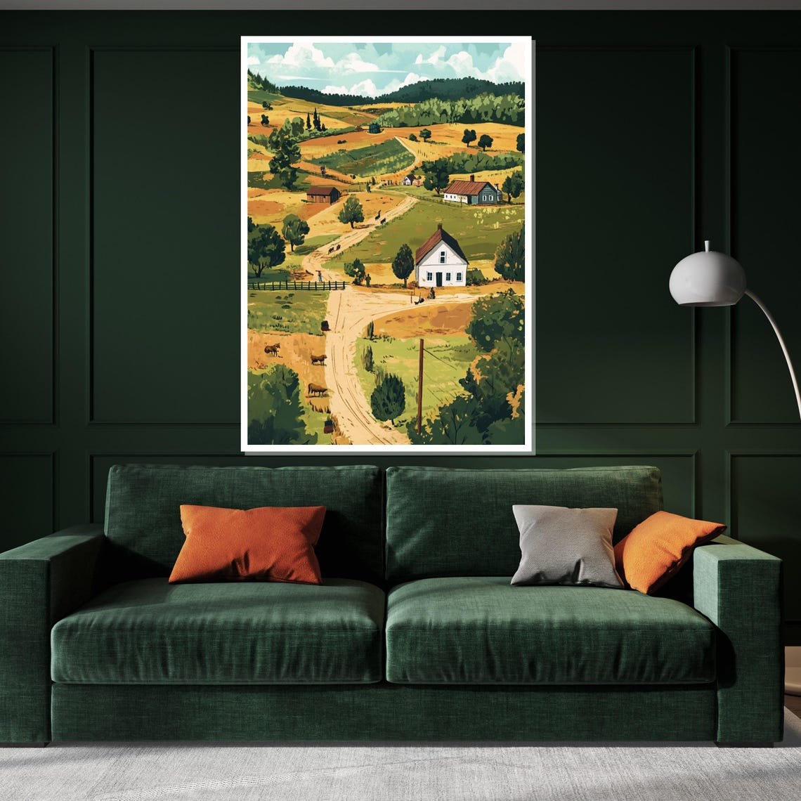 Rustic Countryside Farm With Dirt Road Vintage Pastoral Poster - Image 3