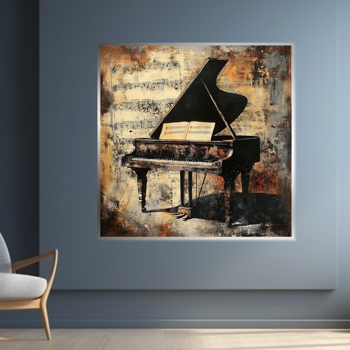 Vintage Grand Piano Sheet Music Sepia Elegant Classical Art Poster - Image 4
