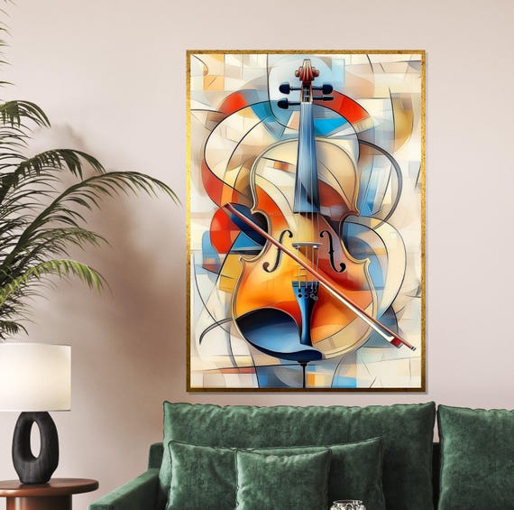 Abstract Violin Colorful Violin Wall Art Music Instrument Poster Wall Art Design Ready To Hang Decoration