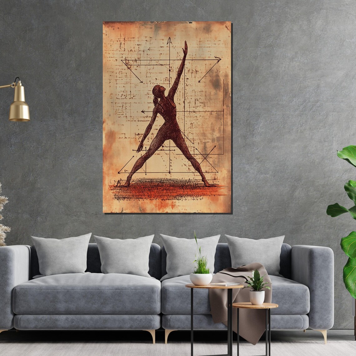 Vitruvian Dancer Da Vinci Style Sketch Manuscript Art Poster - Image 2