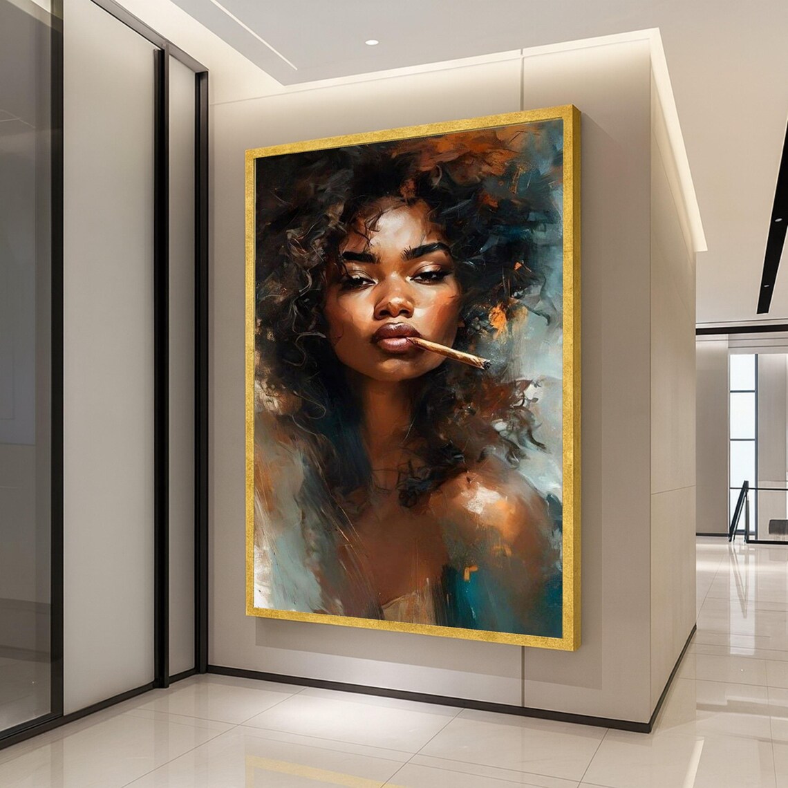 Bold Afro Woman Portrait, Modern Expression Art Print