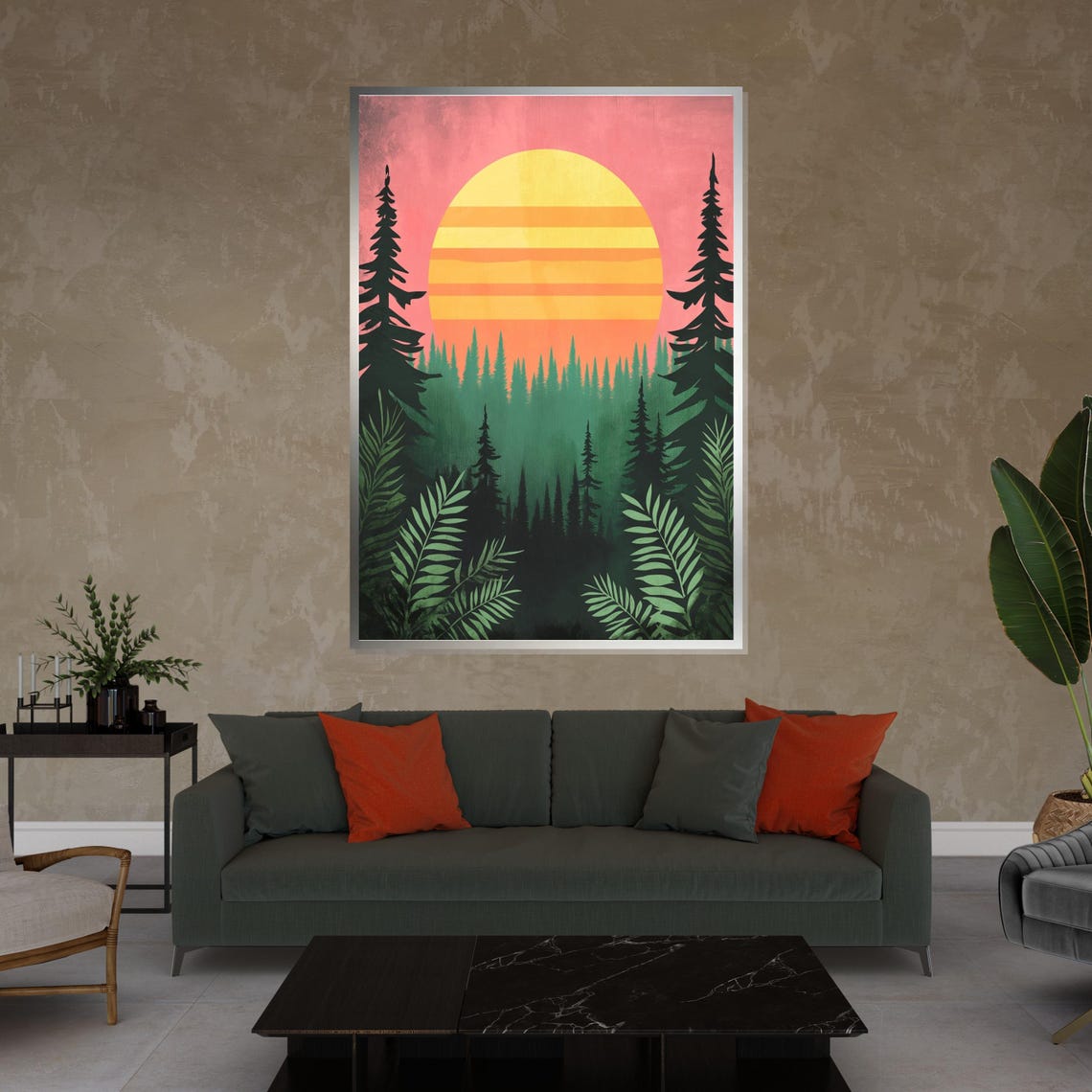 Forest Sunset Nature Wall Art Sunset Landscape Print Wall Art Design Ready To Hang Decorative Wall Dcor - Image 4