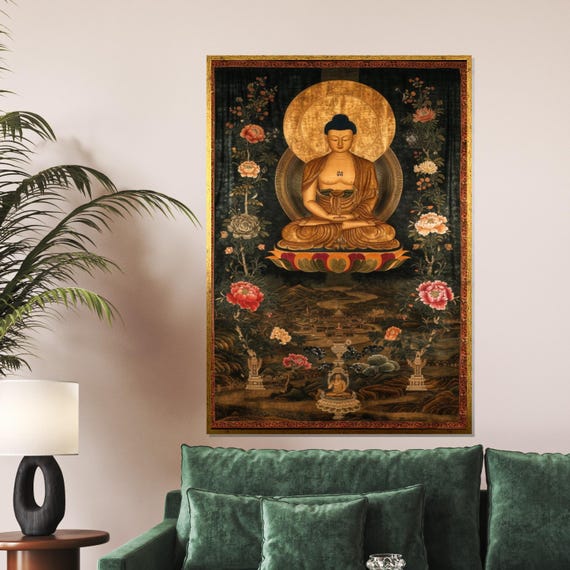 Buddha Blossom Spiritual Wall Art Meditation Print Peaceful Decor Wall Art Design Ready To Hang Decoration