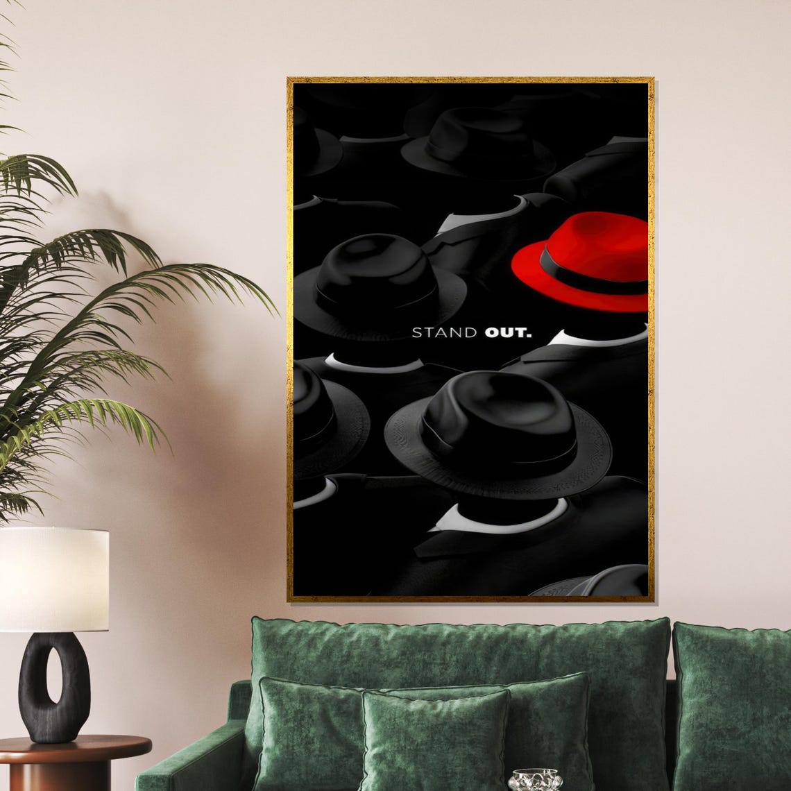 Stand Out One Red Hat Among Black Hats Motivational Wall Poster - Image 5