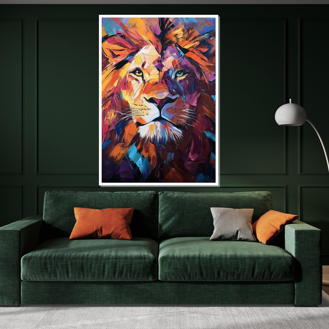 Colorful Abstract Lion Face Rainbow Brushstroke Wildlife Art Poster - Image 3