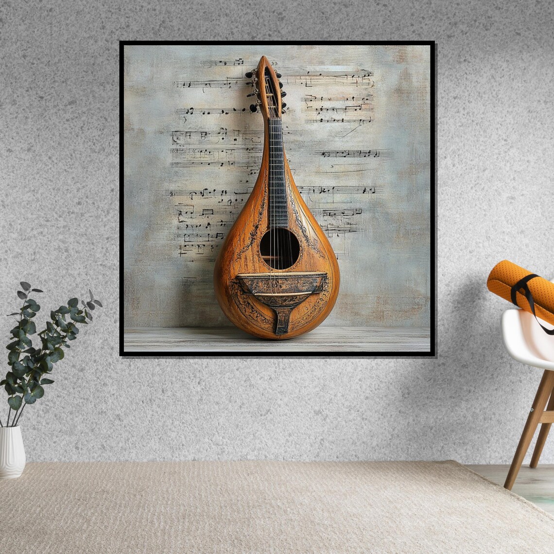 Vintage Mandolin Sheet Music Rustic Wooden Instrument Poster - Image 5