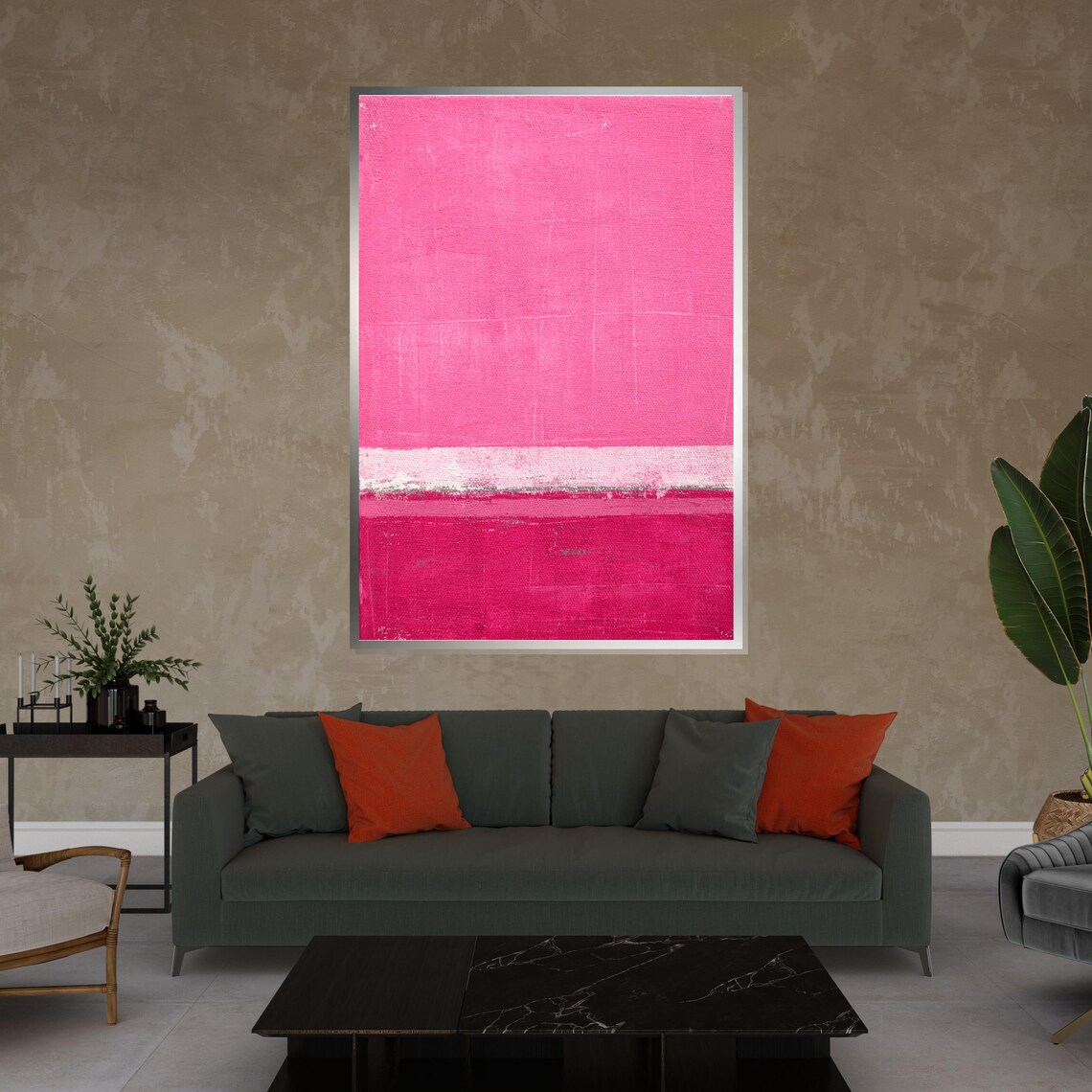 Vivid Pink Tone Minimalist Color Field Modern Soft Art Poster - Image 4