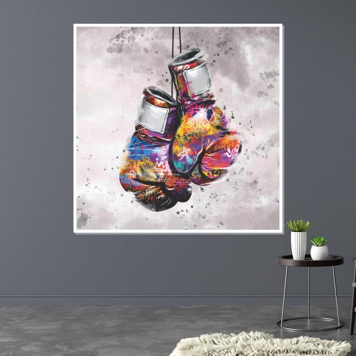 Hanging Boxing Gloves Graffiti Colorful Fight Sport Pop Poster - Image 3