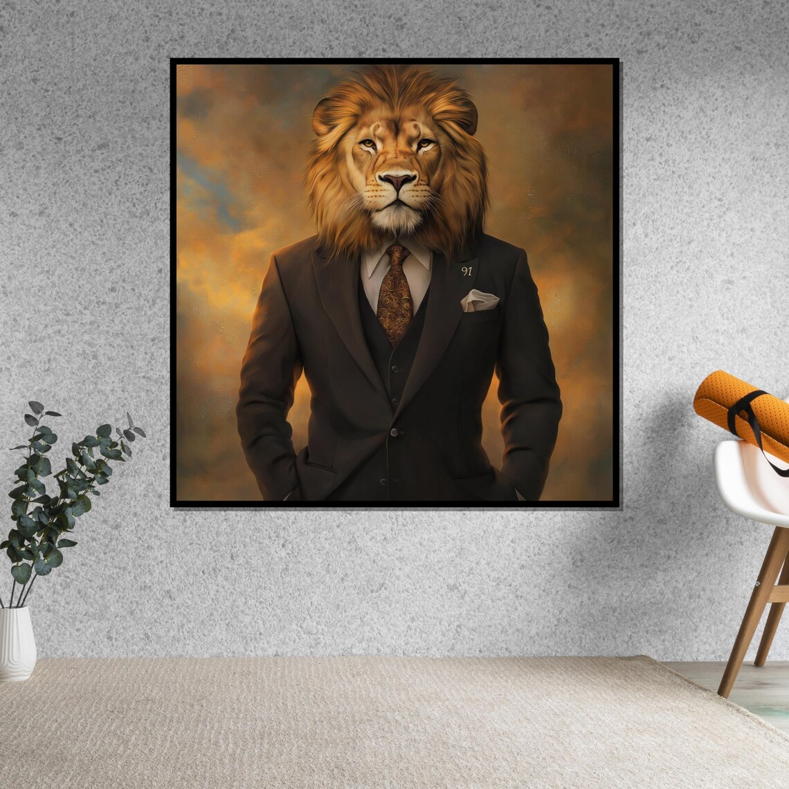 Lion Head In A Business Suit Classy Gentleman Animal Portrait Poster - Image 4
