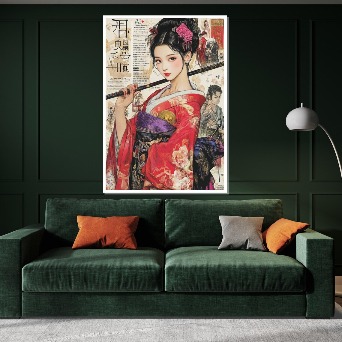 Geisha Elegance Japanese Kimono Lady Art Print - Image 3