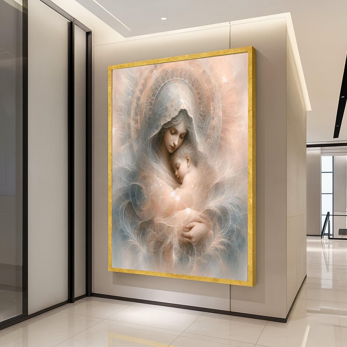 Ethereal Mother And Child Angelic Embrace Soft Spiritual Art Print