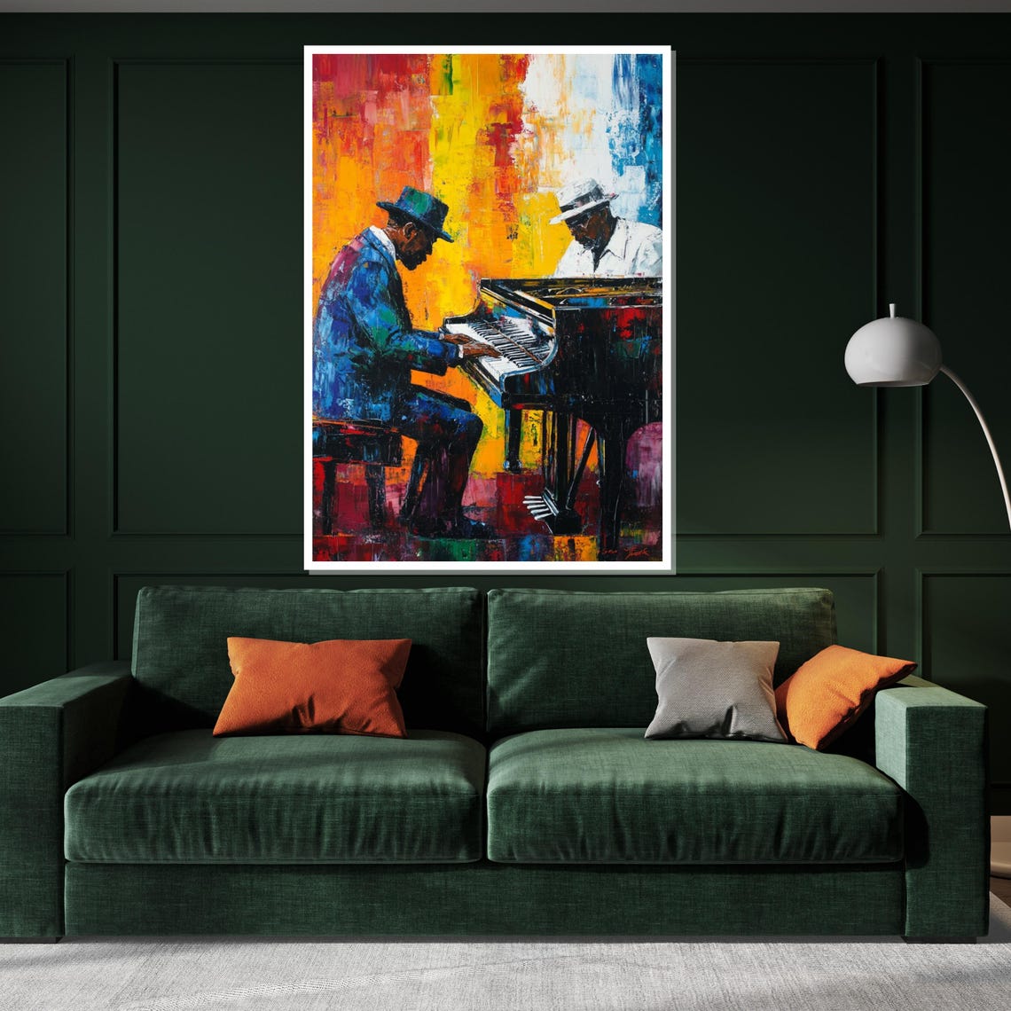 Two Jazz Pianists Duet Grand Piano Vivid Expressionist Poster - Image 3