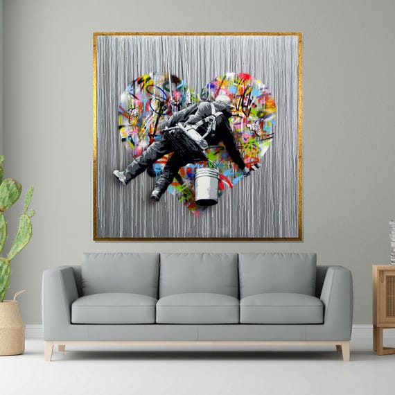 Graffiti Heart Street Art Wall Print Painter Mural Art Wall Art Design Ready To Hang Decoration
