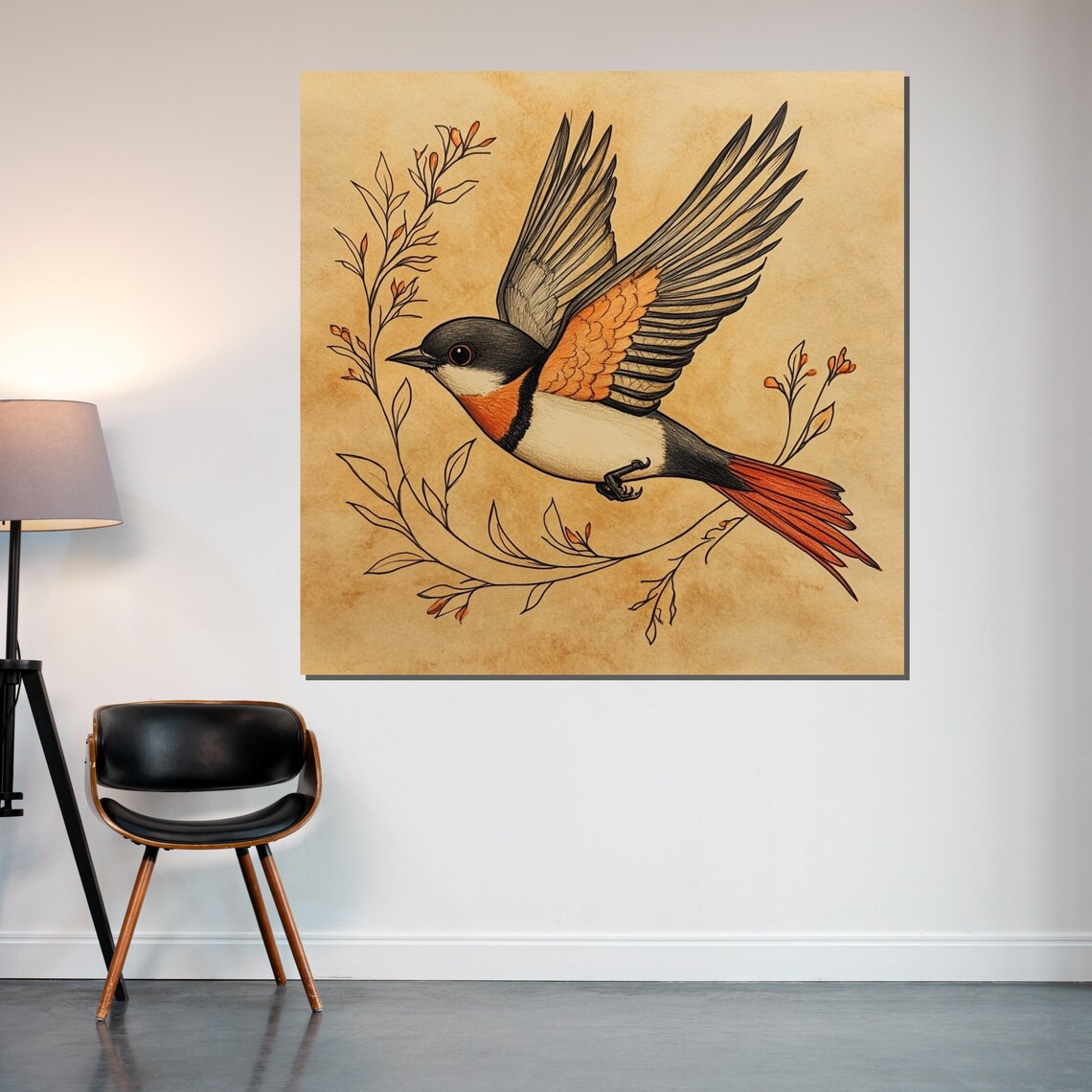 Vintage Bird Illustration On Parchment Classic Nature Art Print - Image 2